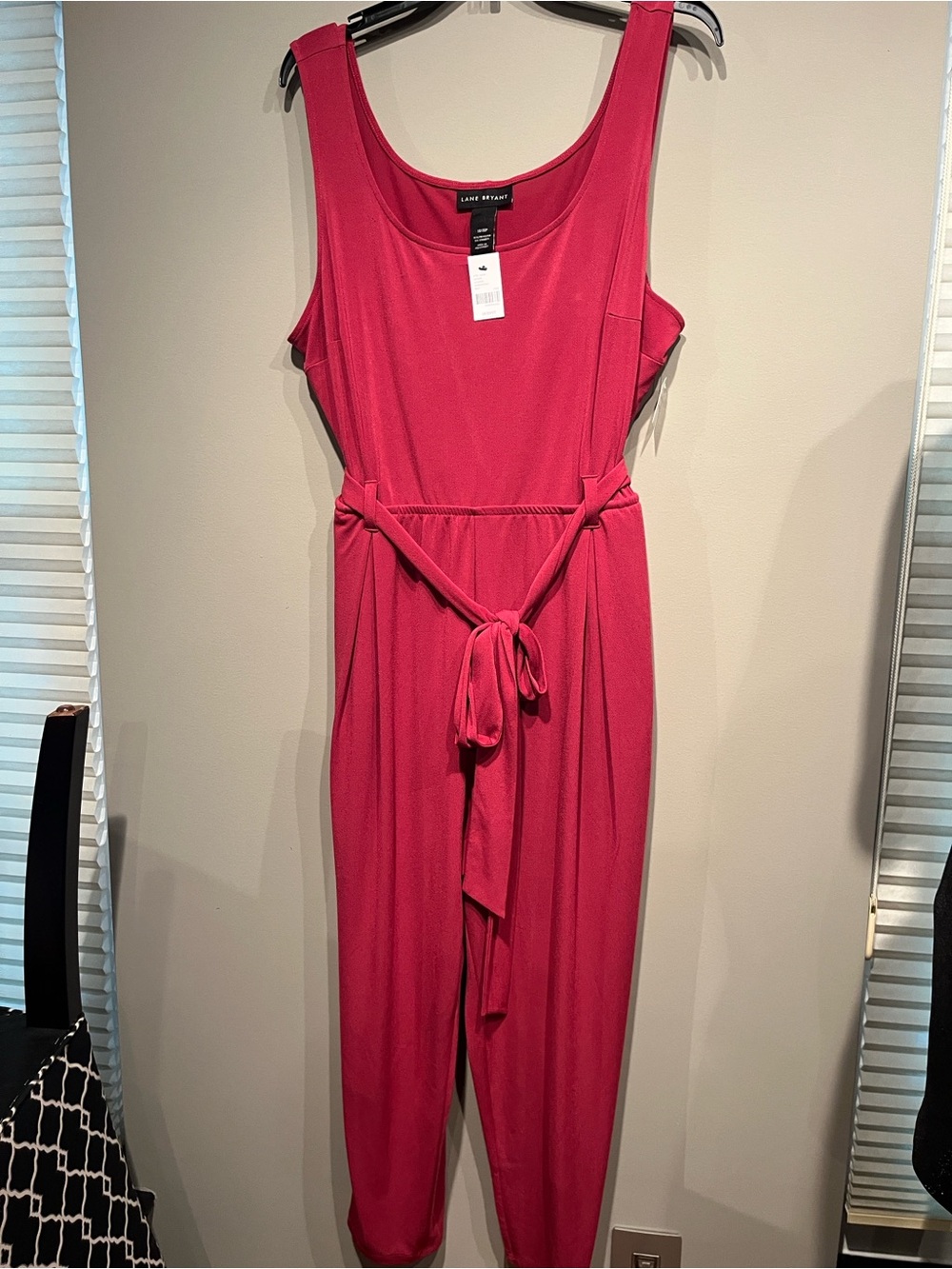 Lane Bryant Hot Pink Sleeveless Tie-Waist Jumpsuit